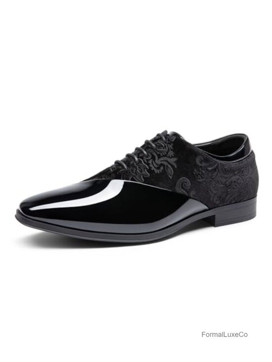 Men\'s Patent Velvet Oxfords Dress Shoes Formal Lace-Up Tuxedo Shoes main image 4